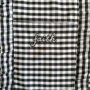 Gingham 'faith' Embroidered Tote Bag